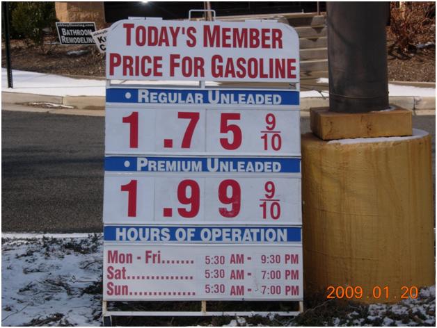 gas prices 1/20/2009 - Regular $1.759- Premium $1.999