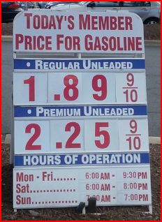 gas prices 8/14/2016 - Regular $1.899 - Premium $2.259